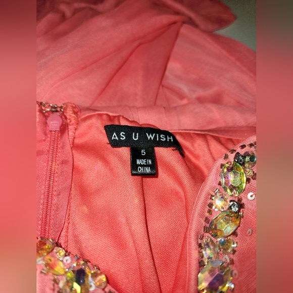 As U Wish Coral Strapless Prom Dress - Picture 13 of 14